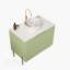 Meuble-lavabo de salle de bain 30 po avec lavabo, meuble de rangement autoportant avec 2 portes, lavabo rond en céramique blanc avec motif de pierre et comptoir blanc de Carrare, sans robinet, couleur vert clair-377096104