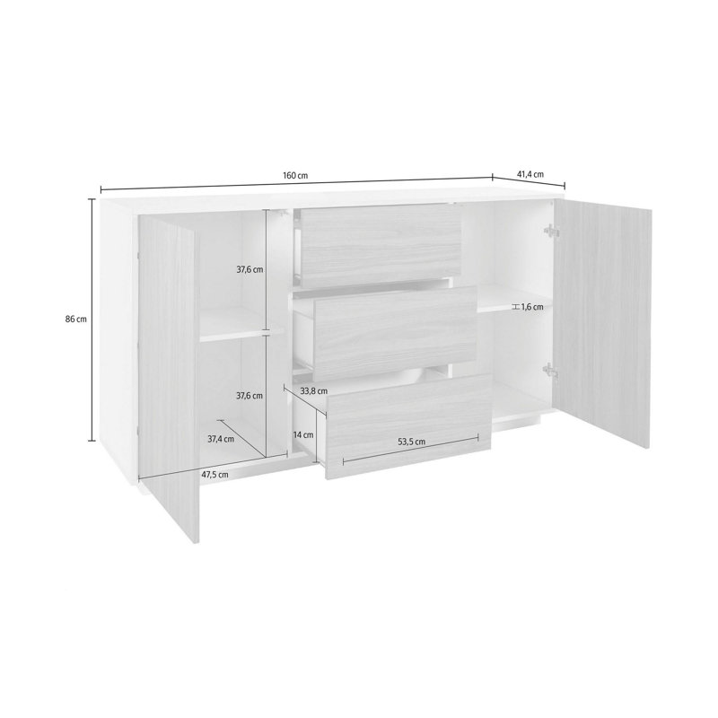 Abduljabaar 160cm Sideboard, White