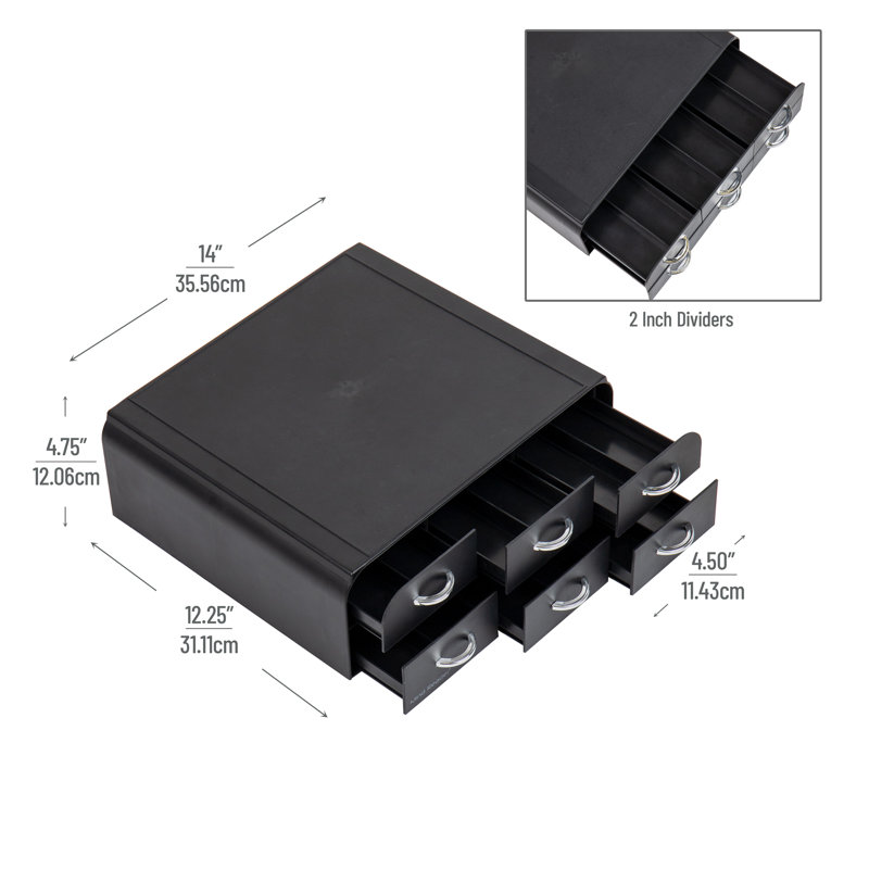 Black Plastic Coffee Pod Organizer with 2 Drawers