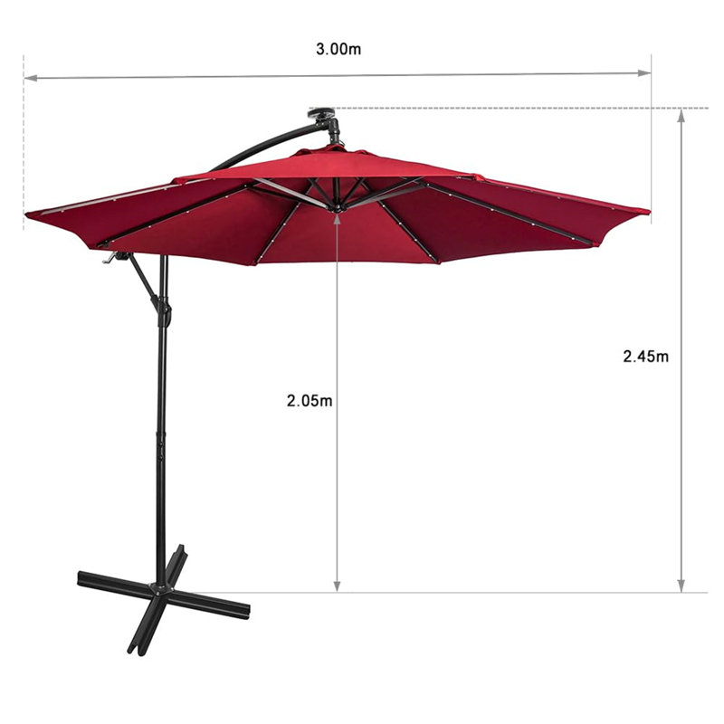 245cm Cantilever Parasol, Red