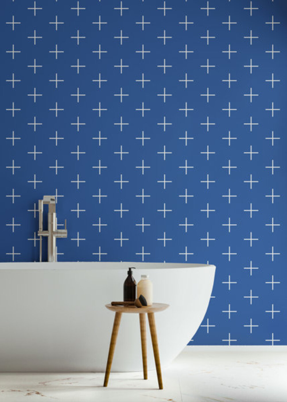 Mrs Paranjape Papers Mrs Paranjape Self-Adhesive Wallpaper, Yves Blue Reverse, Faux Grasscloth, Non-pasted