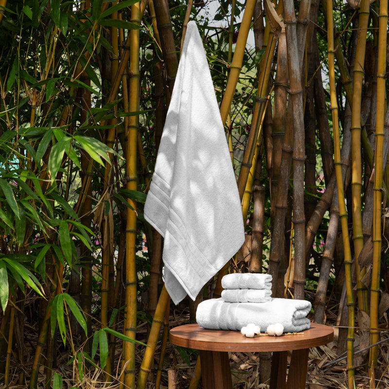 Marguerite Rayon from Bamboo Cotton Blend 4 Piece Towel Set, Silver, 2 Bath Towel 2 Washcloth