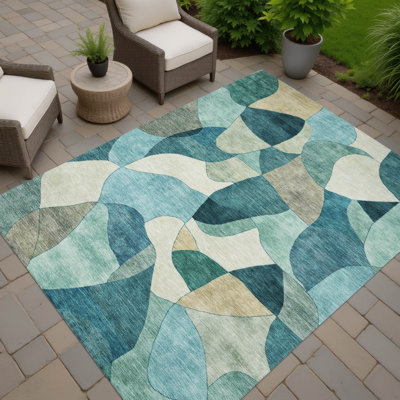 Tapis abstrait lavable à la machine intérieur / extérieur ACN2814