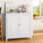 Mid - Century Modern White Freestanding Buffet Cabinet With Silver , Ideal For Multiple Rooms And Providing Ample Hidden Storage Double Door Style Living Room, Kitchen, Bathroom Hallway, Offering