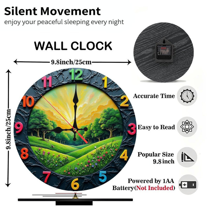 Horloge murale artistique avec paysage vibrant