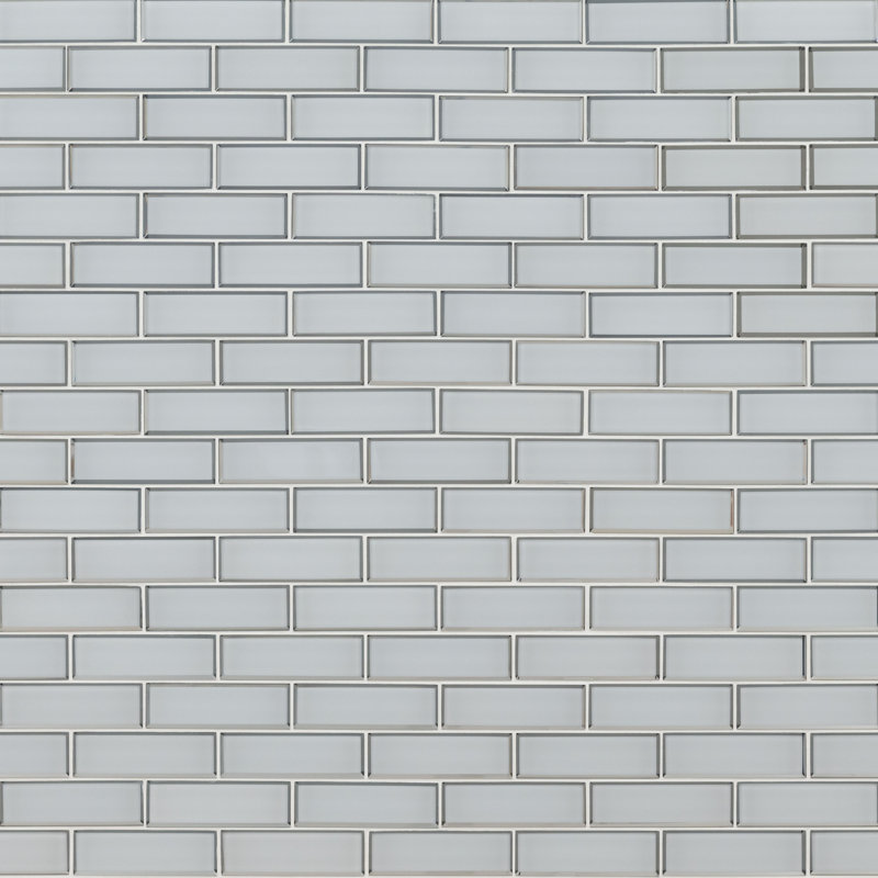 Subway 12 in. x 12 in. Glossy Glass Mosaic Wall Tile, Sage Edge