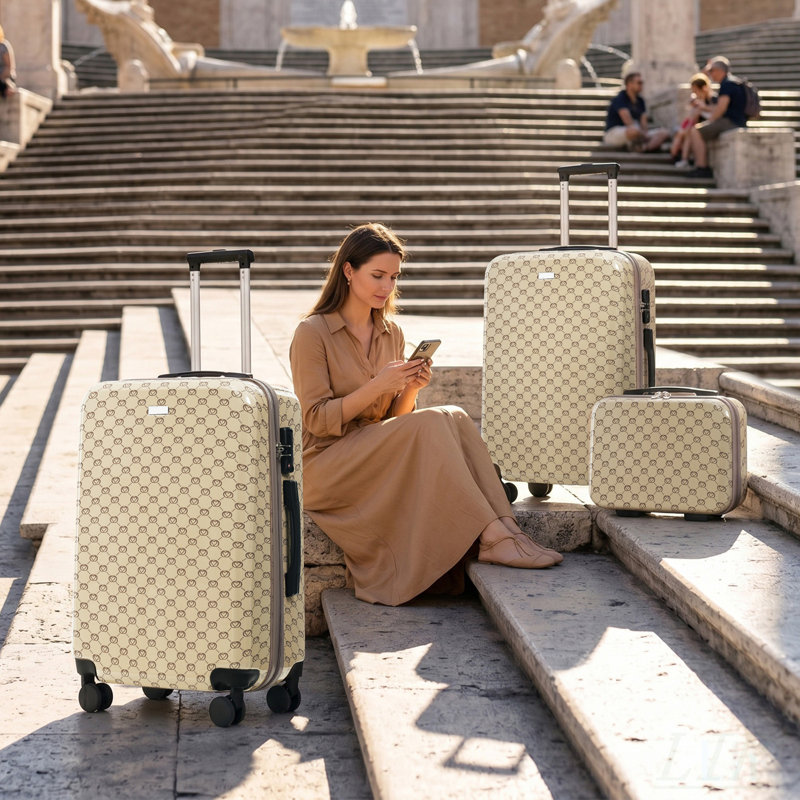 Ensemble de 5 valises rigides avec serrure TSA, roulettes pivotantes à 360 ° et poignée à plusieurs étages pour plus de commodité de voyage