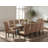 11 Piece Dining Table Set Includes a Rectangle Wooden Table with Removable Leaf and 10 Light Sable Linen Fabric Upholstered Chairs, Jacobean-83661333