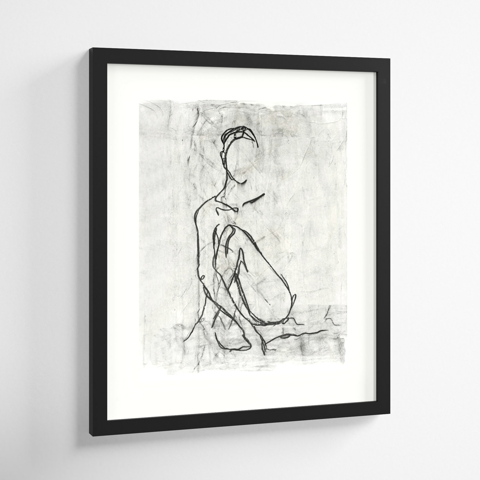 Embellished Nude Contour II Print, Black Framed Paper, 20" H x 17" W