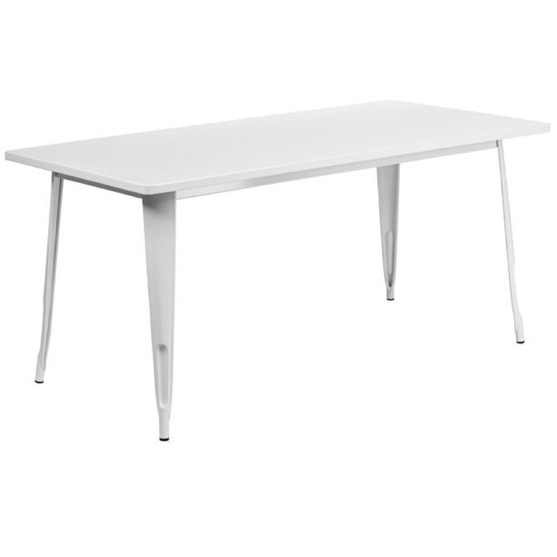 Table rectangulaire en métal pour l'intérieur et l'extérieur 31,5 po x 63 po Eure - table industrielle, Blanc
