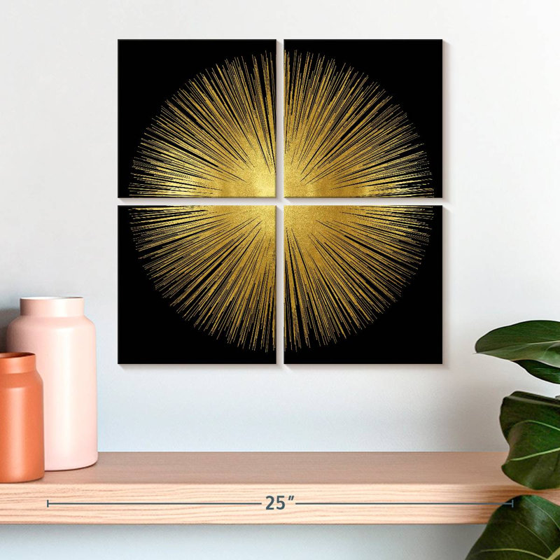Avery Sunburst sur fond noir I, H 18 po x l 18 po
