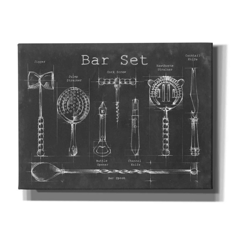 Ensemble de bar - impression sur toile tendue, H 12 po x l 16 po x P 0,75 po