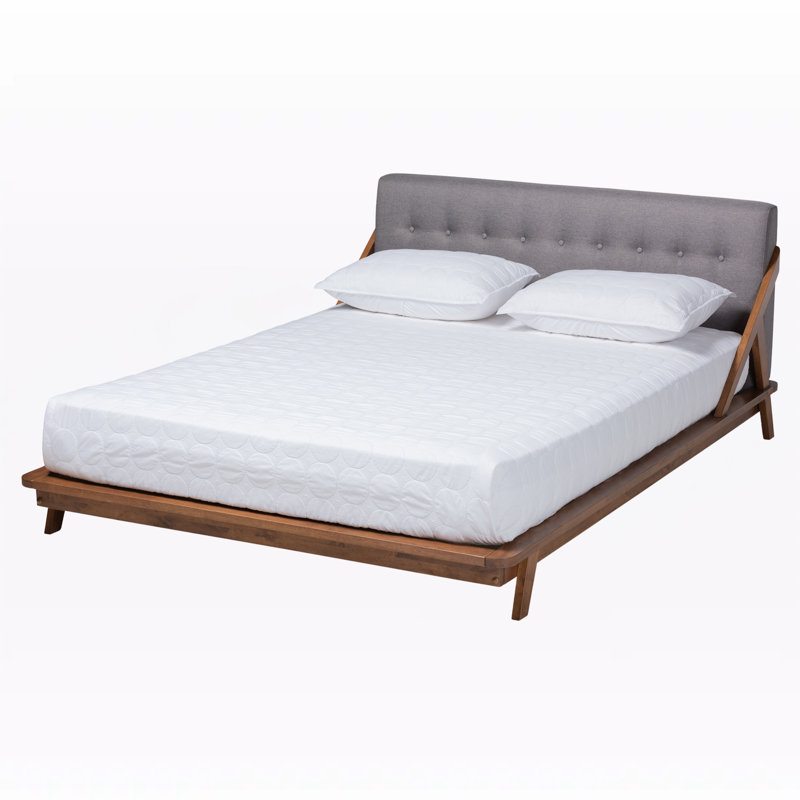 Mélange de polyester rembourré Boaz, lit plateforme double, gris H 33,7 po x l 58,3 po x L 82,3 po Boaz, Gris, Double