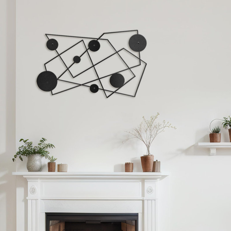 Décoration murale en métal, H 18 po x l 36 po x P 0,05 po, Noir
