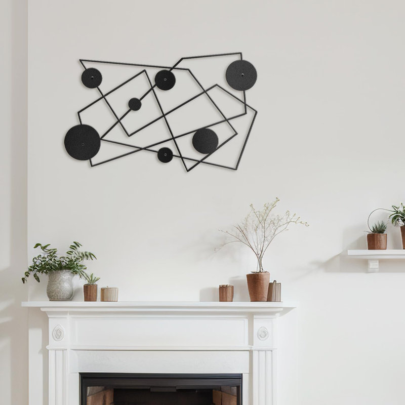 Wall Decor Metal, 12" H x 24" W x 0.05" D, Black