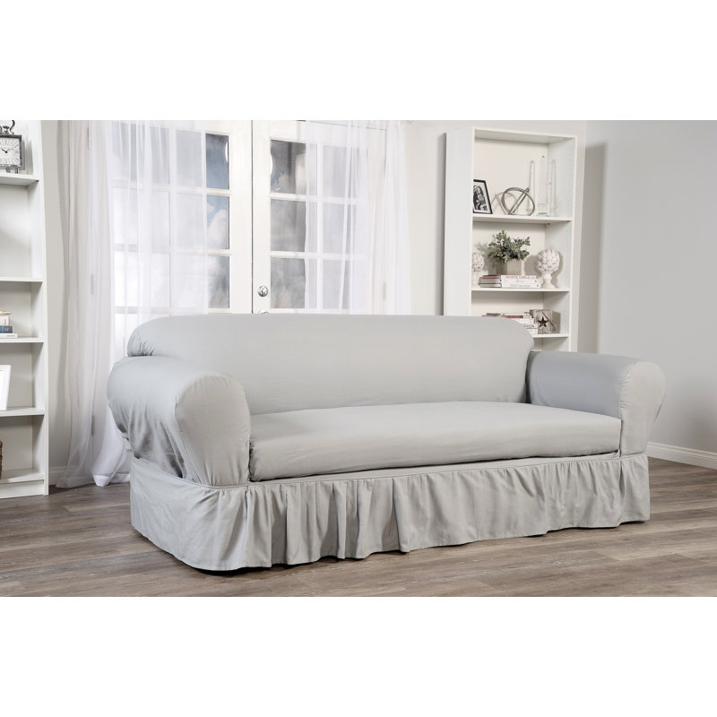 Cotton Box Cushion Loveseat Slipcover, Grey