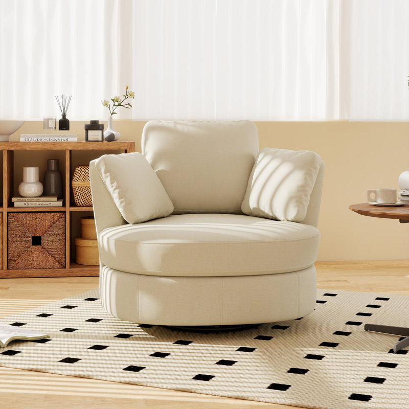 Fauteuil demi-tonneau pivotant de 40,55 po, Beige