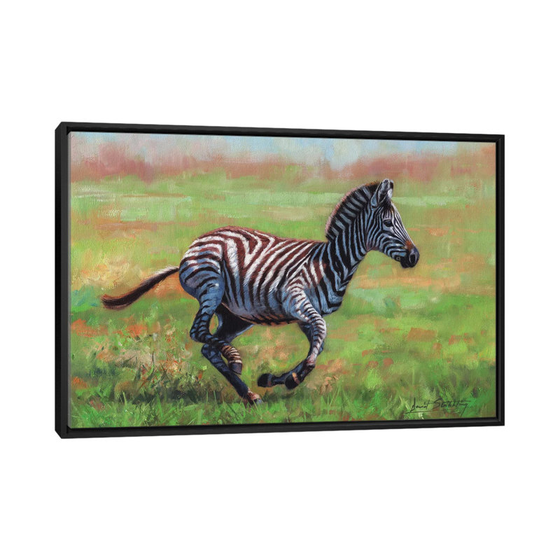 Zèbre de marche, H 18 po x l 26 po x P 1,5 po, Toile avec cadre noir, Pas de tapis