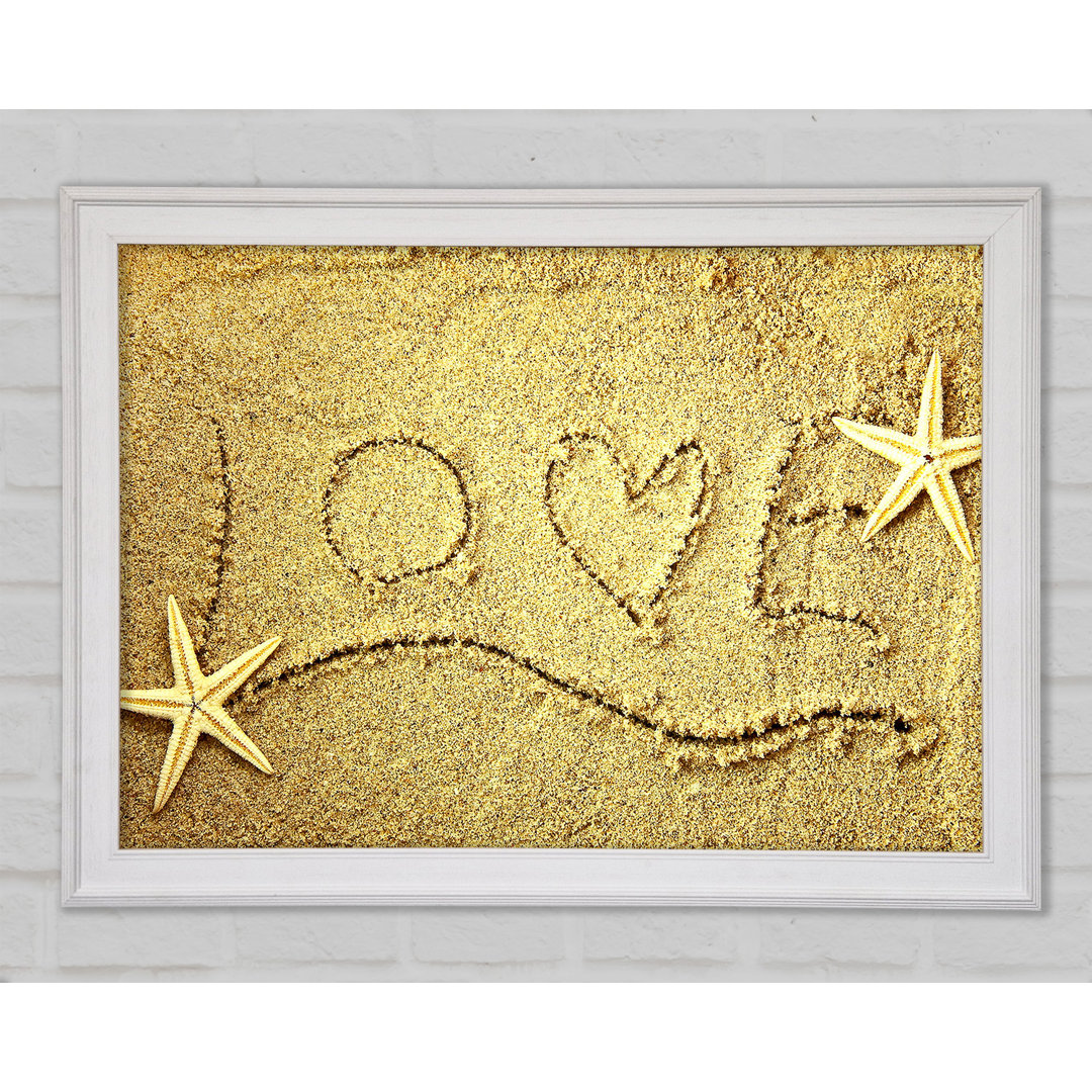 Love Message In The Sand - Einzelne Bilderrahmen Kunstdrucke