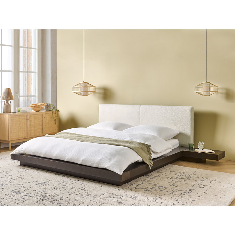 Ronish Upholstered Bed, Kingsize (5'), Dark Brown/White