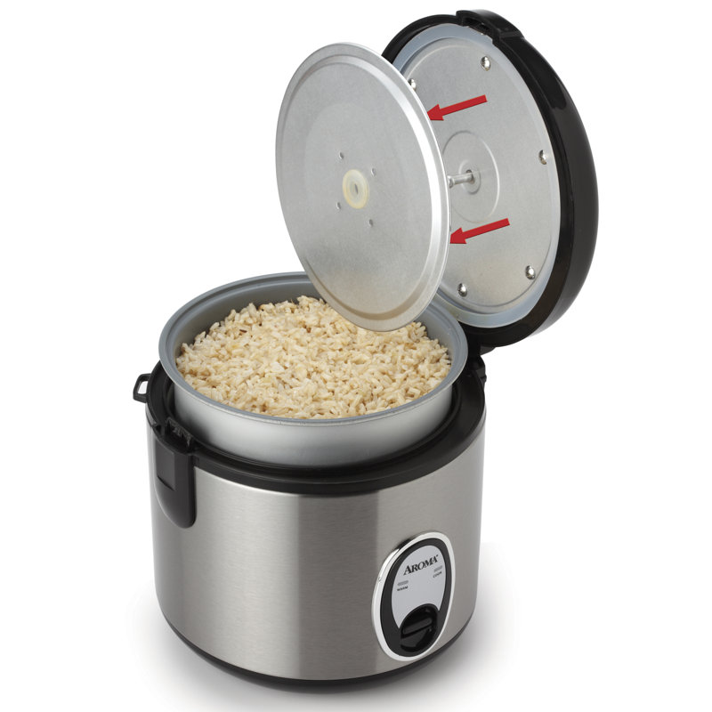 Aroma 8-Cup Stainless Steel Electric Rice Cooker with Steamer