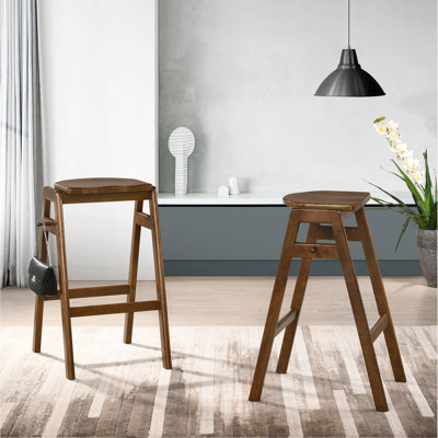 Ensemble de 2 tabourets de bar empilables Mid-Century