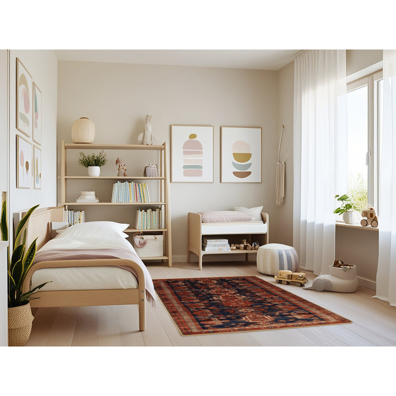 Machine Washable Turkish Brown Area Rug, Rectangle 4' x 6'