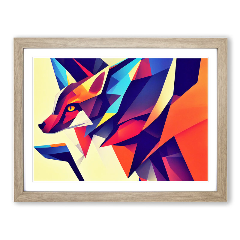 Dreamlike Abstract Fox - Single Picture Frame Print, Oak Framed, 25cm H x 34cm W x 2cm D