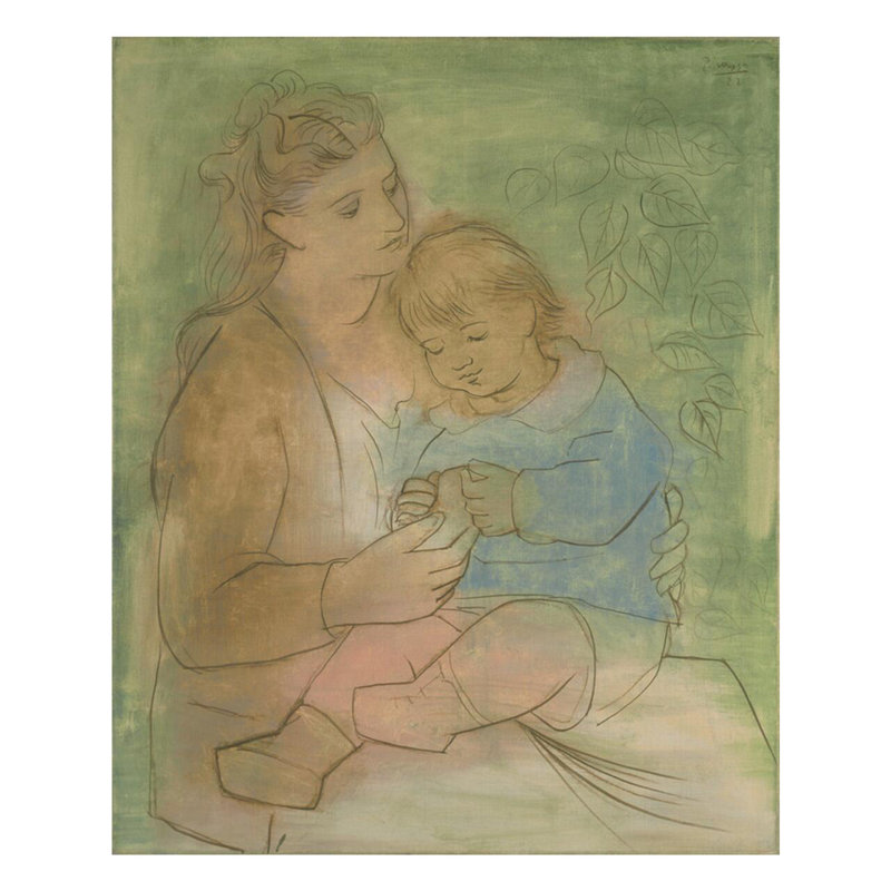 «Mother and Child» par Pablo Picasso - Estampe numérique, H 40 po x l 32 po