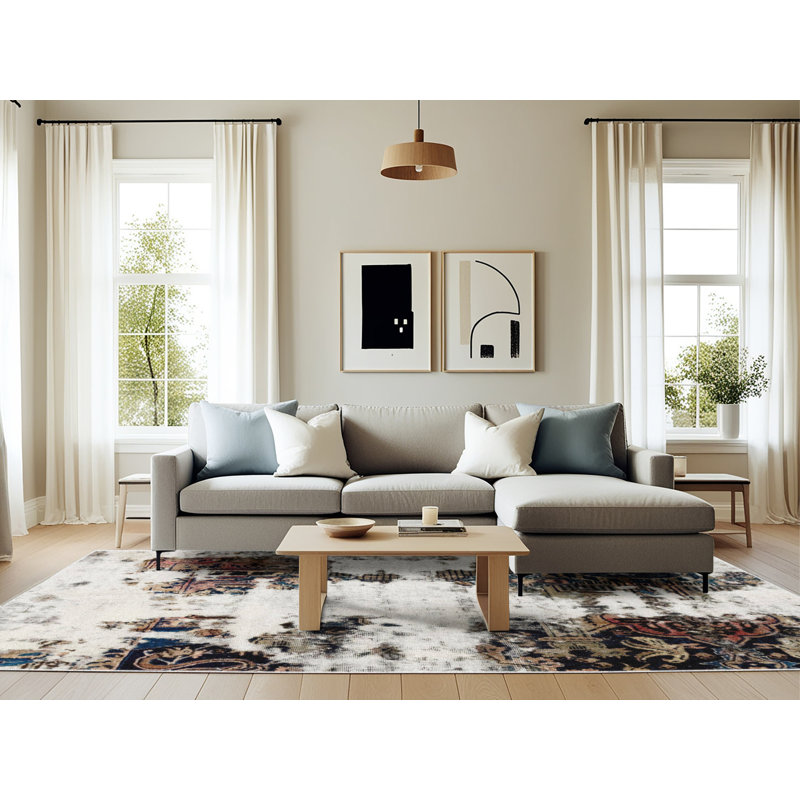 Tapis abstrait moderne et abstrait, Rectangle 6 pi x 9 pi