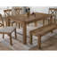 Ensemble de salle à manger 6 pièces transitionnel en bois flotté, banc de table de salle à manger en bois de chêne antique et 4 chaises d'appoint avec dossier ouvert en X