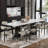 Modern Dining Table Set For 8-10 With 94.5'' Extendable Sintered Stone Dining Table And 8 Fabric Upholstered Arm Chairs-1071083231-1071083230