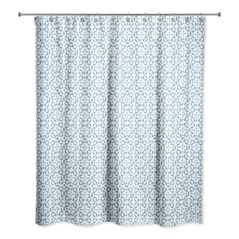 Alondria Geometric Shower Curtain, Blue