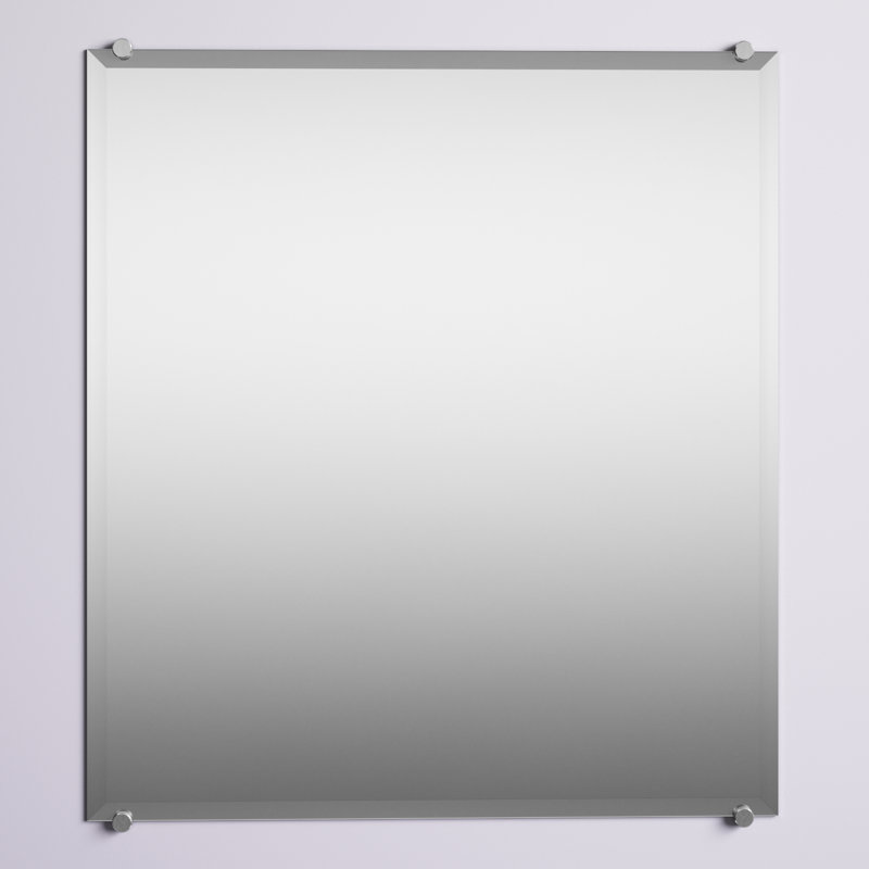 Mansell Beveled Frameless Wall Mirror, 40" H x 36" W, Chrome