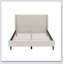 Modern Beige Velvet Upholstered Platform Bed With Wingback Headboard And Walnut Wooden Legs, No Box Spring Needed