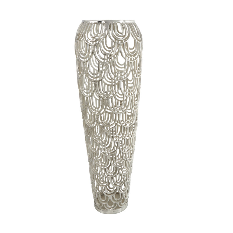 Gathel Arched Geometric Floor Vase, 34.8" H x 11.3" W x 11.3" D, Silver