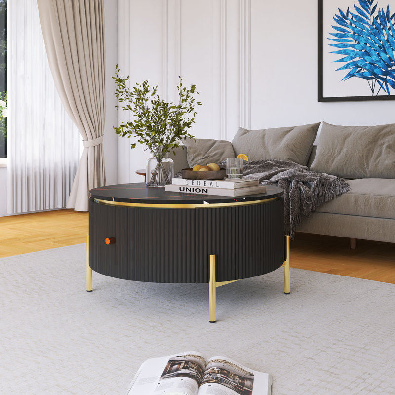 Table basse moderne avec 2 grands tiroirs de rangement Modern, Noir, noir, noir, noir