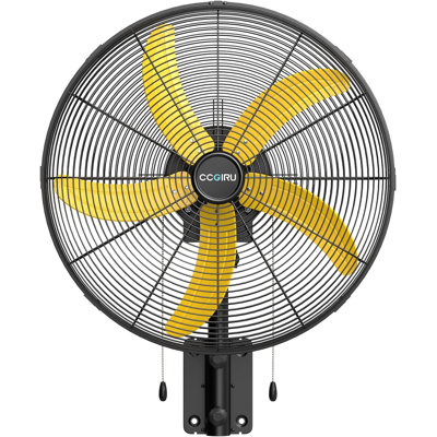 Ventilateur mural industriel noir 20 po - 3 vitesses, oscillation à 90 °, puissant moteur à courant alternatif, homologué UL, pour entrepôt / atelier