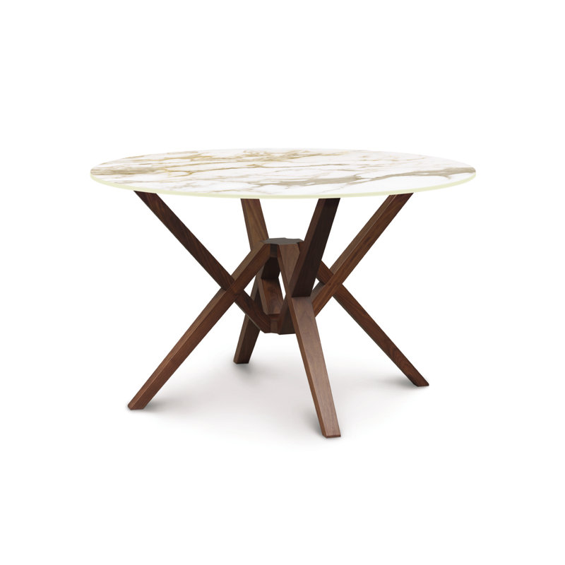 Table de salle à manger Exeter, H 30 po x L 48 po x l 48 po, Noyer naturel, Blanc
