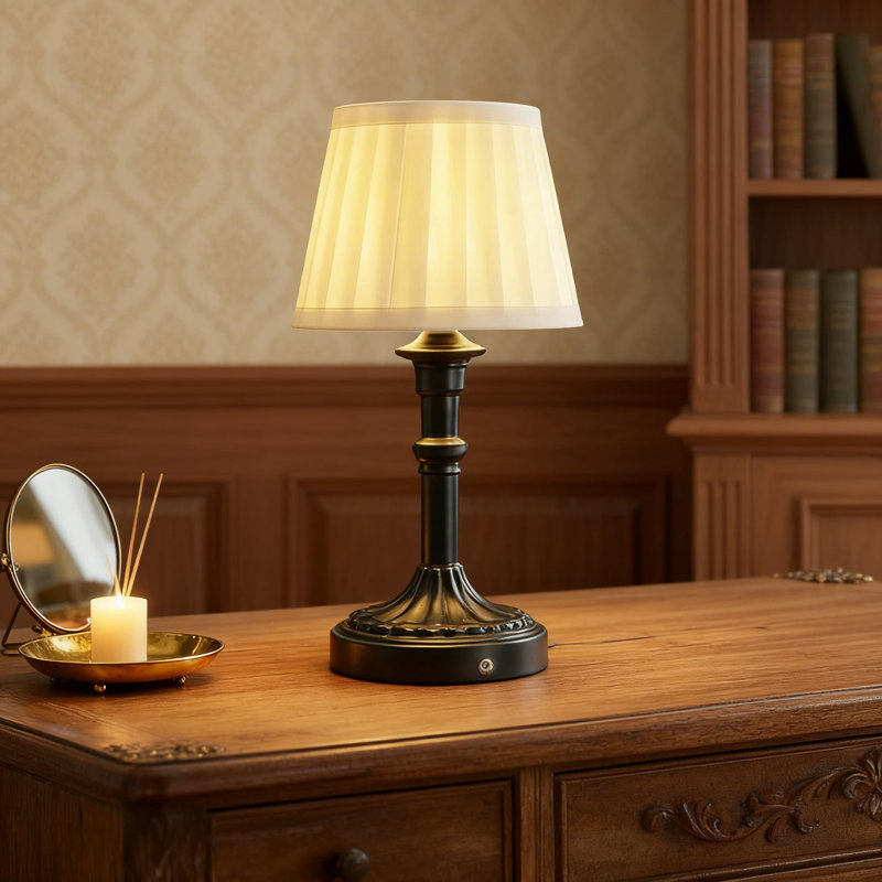 Rechargeable Cordless Table Lamp With Stepless Dimming, Portable LED Desk Light With Fabric Shade, Battery Operated Lamp For Home Office Restaurant And Outdoor Use