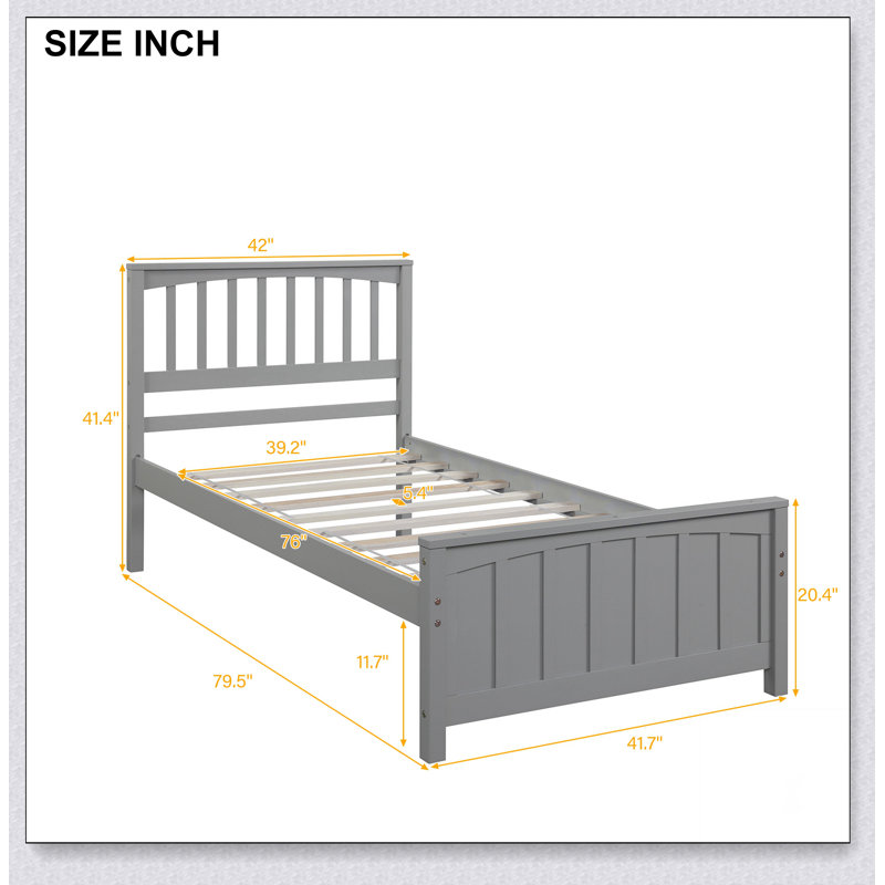 Lit plateforme Wood, Gris