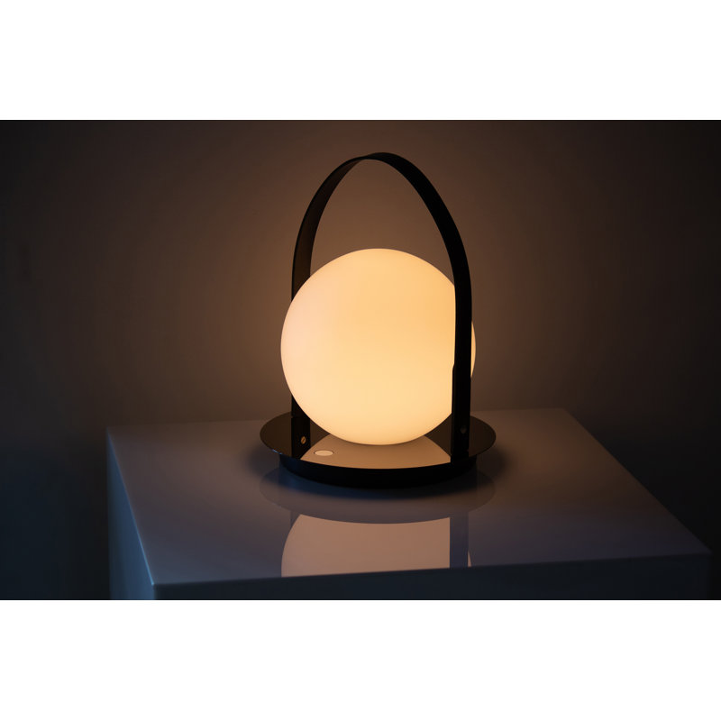 Bola Battery Powered Integrated LED Outdoor Lantern, Matte Black/Black