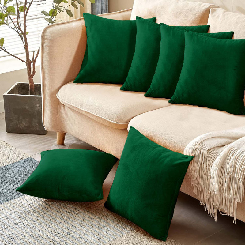 Aldino Square Throw Cushion Pad, Green Emerald