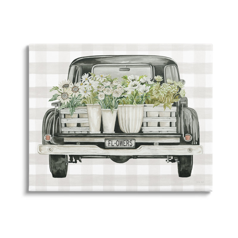 Ferme de fleurs blanches, H 20 po x l 20 po x P 1,5 po, Toile tendue