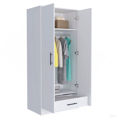 Armoire à porte double Rio, une armoire, tiroir caché
