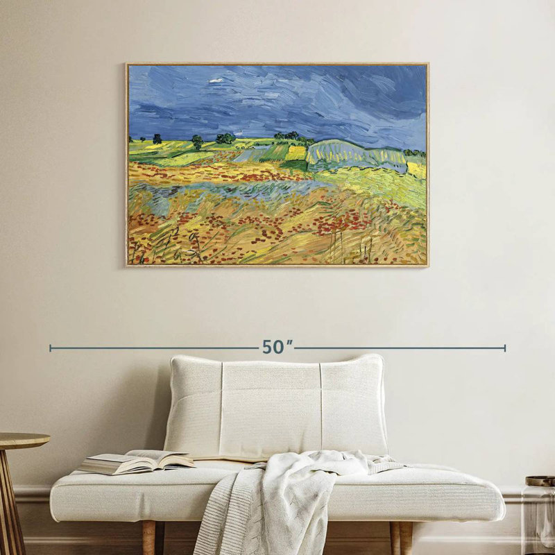 Les champs, Cadre flottant en bois naturel, 40 po x 27 po