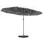 Parasol de patio à double face avec base et lumières solaires à DEL