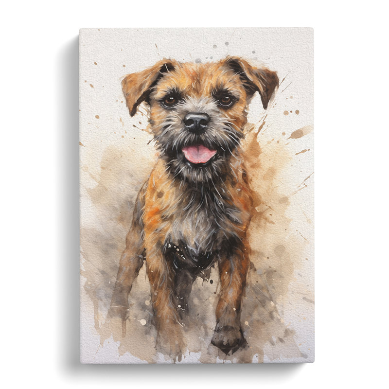 Border Terrier Action Painting - Wrapped Canvas, 60cm H x 40cm W x 3cm D