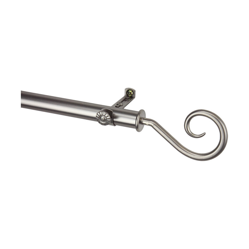 Tringle à rideaux simple Modern Curl, l 48 po à 84 po, Nickel satiné