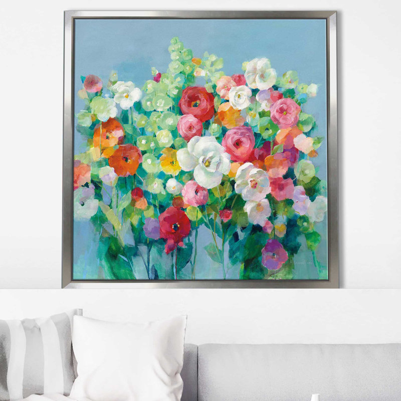 " June Beauties ", 31.5" H x 31.5" W x 2" D, Silver Floater Frame